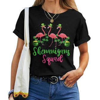 Shenanigan Squad Irish Flamingo Leprechaun St Patrick's Day Women T-shirt - Seseable