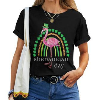 Shenanigan Squad St Paddys Day Irish Cute Flamingo Rainbow Women T-shirt | Mazezy AU