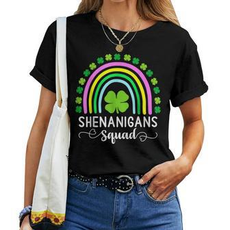 Shenanigans Squad Green Four Leaf Clover Rainbow St Women T-shirt - Thegiftio