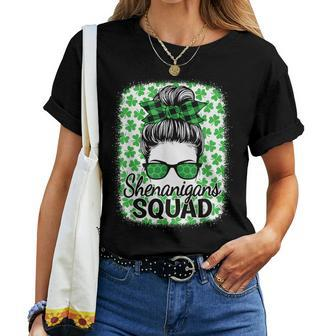 Shenanigans Squad St Patrick's Day Girls Messy Bun Women T-shirt - Thegiftio UK