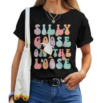 Silly Goose On The Loose Groovy Silliest Goose Lover Women T-shirt - Seseable