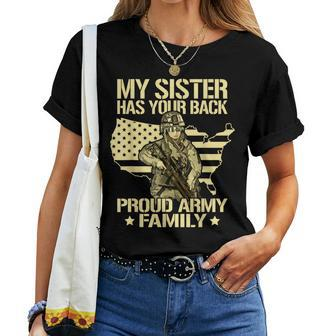 My Sister Has Your Back Proud Army Family Military Sibling Women T-shirt - Monsterry UK