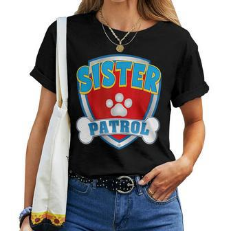 Sister Of The Birthday Boy Girl Dog Paw Family Matching Women T-shirt | Mazezy