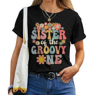Sister Of Groovy One Matching Family 1St Birthday Party Women T-shirt - Seseable