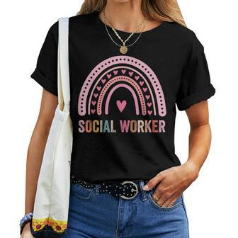 Social Worker Rainbow 2023 School Social Worker Outfit Women T-shirt - Monsterry