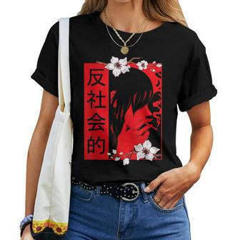 Soft Grunge Aesthetic Antisocial Sad Anime Girl Harajuku Women T-shirt - Monsterry