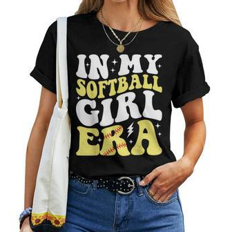 In My Softball Girl Era Retro Groovy Softball Girl Women T-shirt | Mazezy