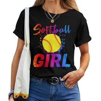 Softball Girl Bat & Ball Player Baller Baseball Lovers Women T-shirt - Monsterry