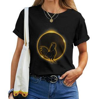 Solar Eclipse 2024 Chicken Rooster Astronomy Lovers Women T-shirt - Monsterry DE