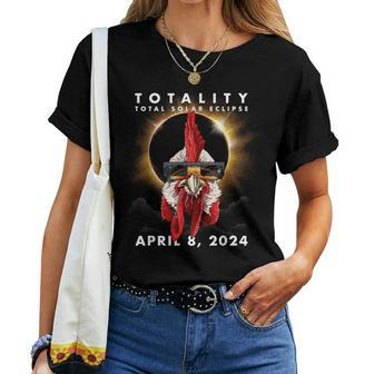 Solar Eclipse 2024 Chicken Rooster Women T-shirt | Mazezy