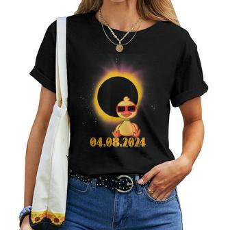 Solar Eclipse 2024 Duck Wearing Solar Eclipse Glasses Women T-shirt - Monsterry UK