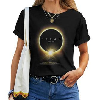 Solar Eclipse 2024 Totality Seen From Texas For Horse Lovers Women T-shirt - Monsterry AU