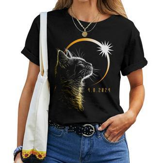 Solar Eclipse Cat 2024 Totality April 8 Girls Boys Women T-shirt | Mazezy