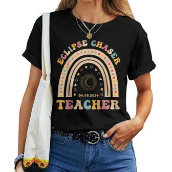 Solar Eclipse Chaser 2024 April 8 Teacher Teaching Educator Women T-shirt - Seseable