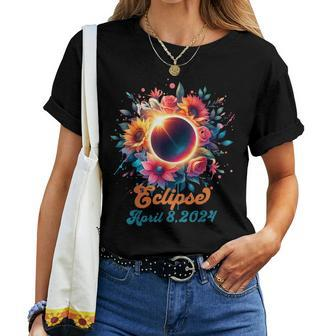 Solar Eclipse With Floral Flowers Women T-shirt | Mazezy UK
