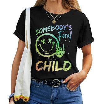 Somebody's Feral Child Toddler Girl And Boy Quotes Women T-shirt - Seseable