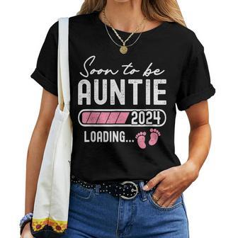Soon To Be Auntie Est 2024 Future New Aunt Pregnancy Loading Women T-shirt - Thegiftio UK
