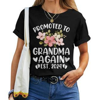Soon To Be Grandma Again Promoted To Grandma Again Est 2024 Women T-shirt - Monsterry
