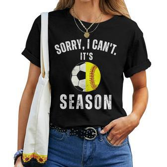 Sorry I Can't It's Soccer And Softball Season Mom Of Both Women T-shirt - Monsterry AU