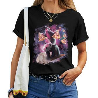 Space Sloth With Pizza On Panda Riding Ice Cream Women T-shirt - Monsterry CA