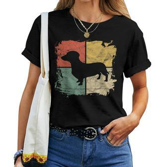 Square Retro Dachshund Owner Dog Parent Dad Doxie Mom Women T-shirt - Monsterry DE