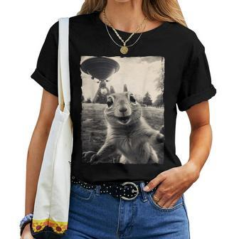 Squirrel Selfie With Ufos Squirrel Mom Squirrel Lover Women T-shirt - Seseable