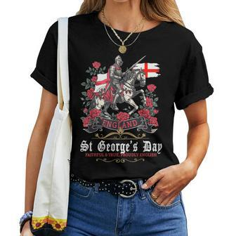 St Georges Day Outfit Idea For & Novelty English Flag Women T-shirt - Seseable