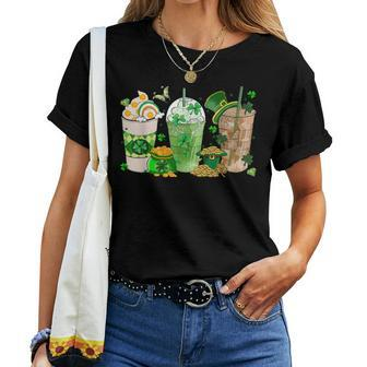St Patrick's Day Ice Coffee Lover Irish Latte Lucky Coffee Women T-shirt - Monsterry UK