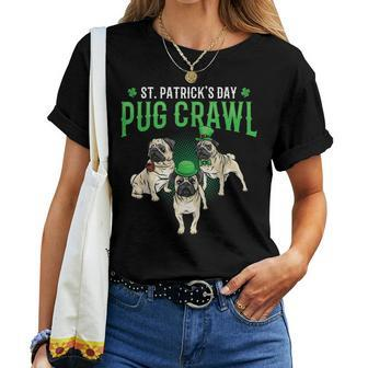 St Patrick's Day Parade Of Pug Crawl Dog Lovers Pug Mom Dad Women T-shirt - Monsterry