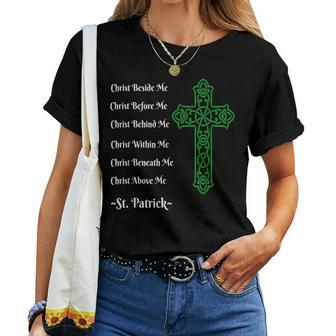 St Patrick's Prayer Irish Green Christian Cross Women T-shirt - Monsterry CA
