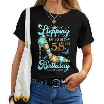 Stepping Into My 58Th Birthday 58 And Fabulous Women T-shirt - Thegiftio UK