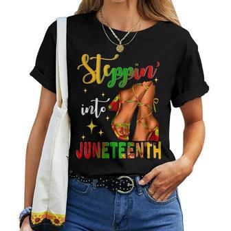 Stepping Into Junenth Like My Ancestors Black Girls Women T-shirt - Monsterry DE