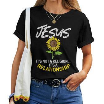 Sunflower Jesus Not Religion Relationship God Christian Women T-shirt - Monsterry UK