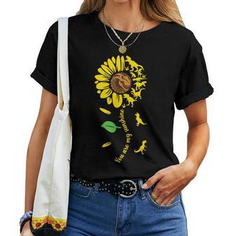 You Are My Sunshine Dinosaur Rex Sunflower Dino Hippie Women T-shirt - Monsterry UK