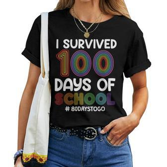 I Survived 100 Days Of School 80 Days To Go Teacher Adult Women T-shirt - Monsterry