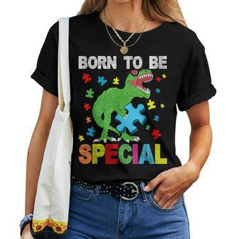 T-Rex Dinosaur Born To Be Special Boy Girl Autism Awareness Women T-shirt - Monsterry CA