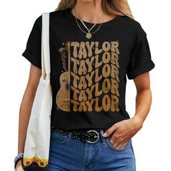 Taylor First Name I Love Taylor Girl Groovy 80'S Vintage Women T-shirt - Seseable