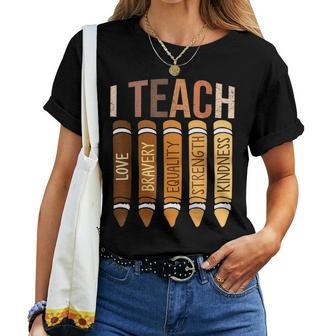 I Teach Black History Month African Teacher Melanin Crayons Women T-shirt - Monsterry
