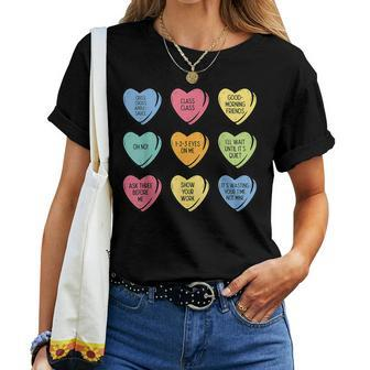 Teacher Conversation Hearts Valentines Day Men Women T-shirt | Mazezy