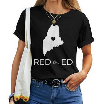 Teacher Red For Ed Maine Public Education Women T-shirt - Monsterry DE