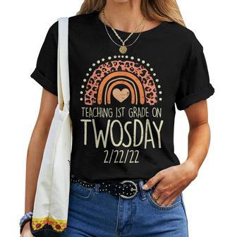 Teaching 1St Grade On Twosday 22222 Twos Day 2022 Teacher Women T-shirt - Monsterry