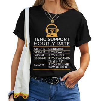 Tech Support Hourly Rate Fun It Computer Helpdesk Women Women T-shirt - Seseable