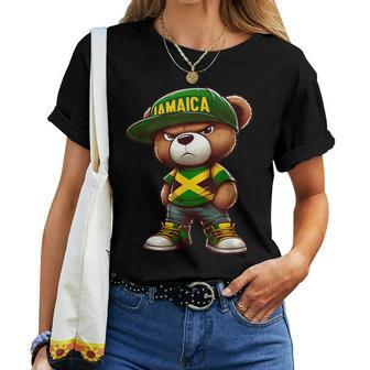 Teddy Bear Jamaica Flag Jamaican Clothing & Women Women T-shirt | Mazezy AU