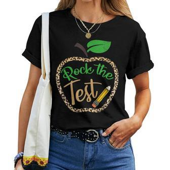 Test Day Rock The Test Teacher Testing Day Donut Stress Women T-shirt - Monsterry