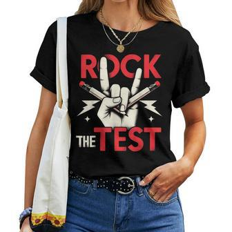 Testing Day Rock The Test Rock Music Teacher Student Women T-shirt | Mazezy UK