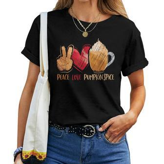 Thanksgiving Fall Peace Love Pumpkin Spice Women T-shirt - Monsterry