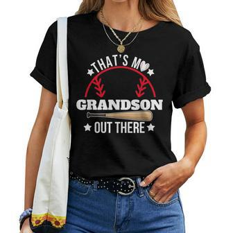 That's My Grandson Out There Baseball Grandma Grandpa's Day Women T-shirt - Seseable