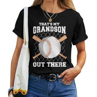 That's My Grandson Out There Grandma Grandpa Baseball Women T-shirt | Mazezy AU