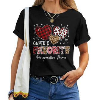 Three Hearts Cupid's Favorite Perioperative Nurse Valentine Women T-shirt | Mazezy
