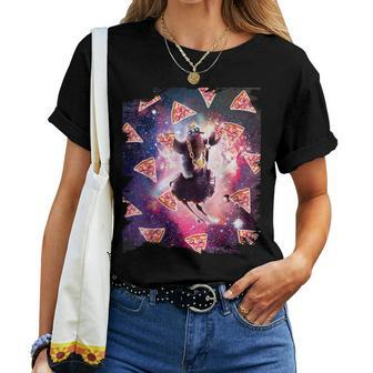 Thug Space Sloth On Ostrich Unicorn Pizza Women T-shirt - Monsterry UK